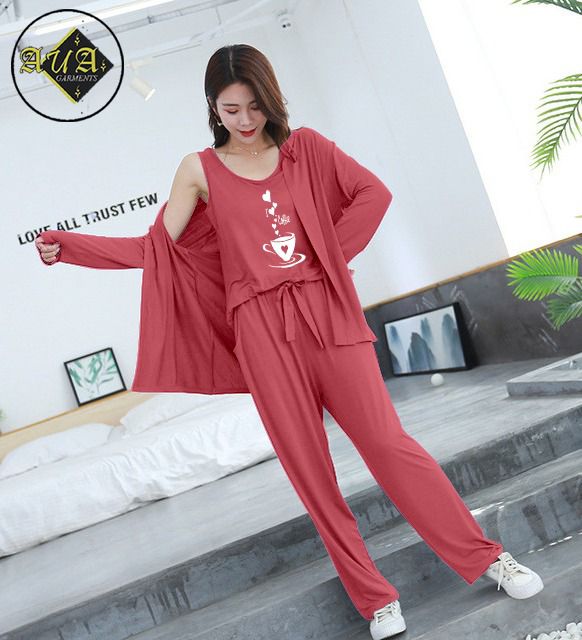 I Love Coffee 3 Piece Lounge wear Nightwear Sleepwear For Women (4 colours)