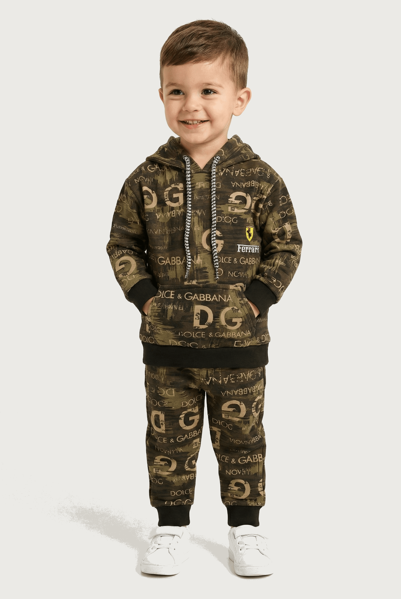 Olive Green DG Ferrari Print | Hoodie Winter Fleece TrackSuit