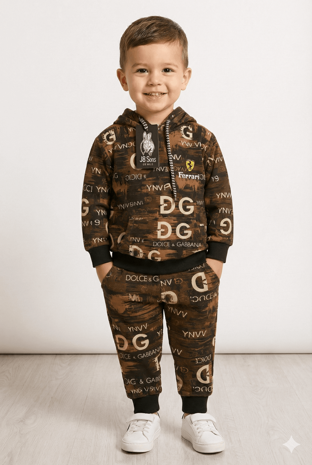 Dark Brown DG Ferrari Print | Hoodie Winter Fleece TrackSuit