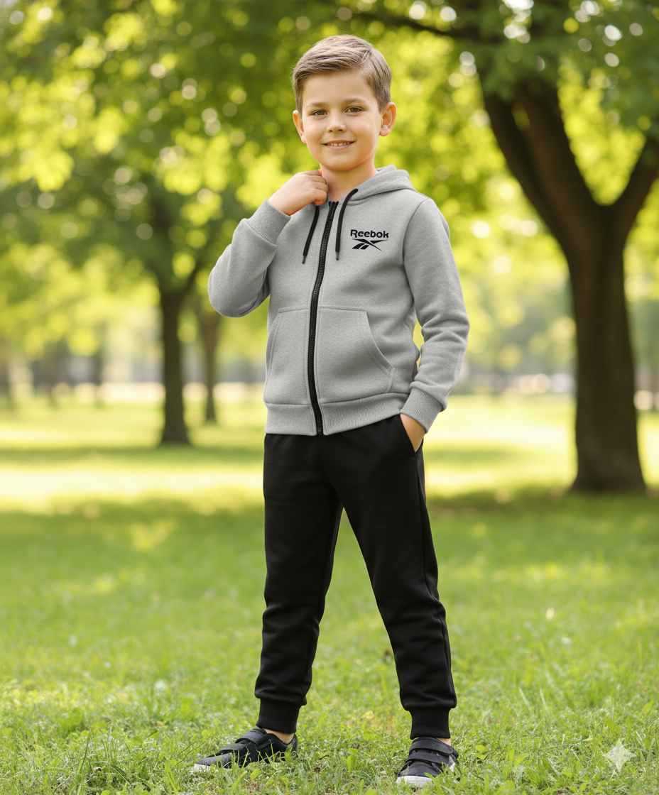 Kids Fleece Ree-book Zipper Hoodie & Trouser Set (1–10 Years)