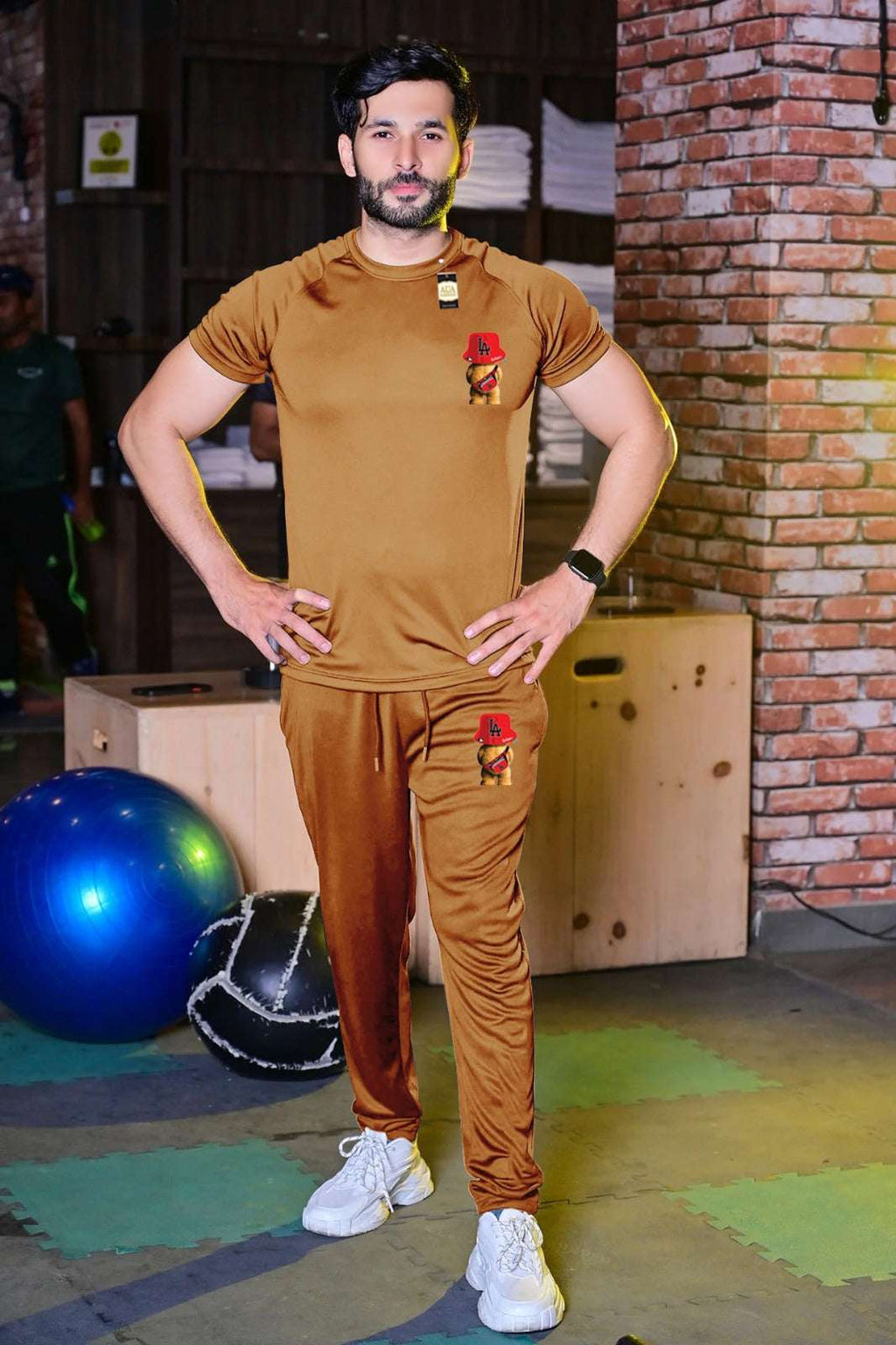 Brown Pack Of 2 Tracksuit For Men's (T-Shirt+Trouser)