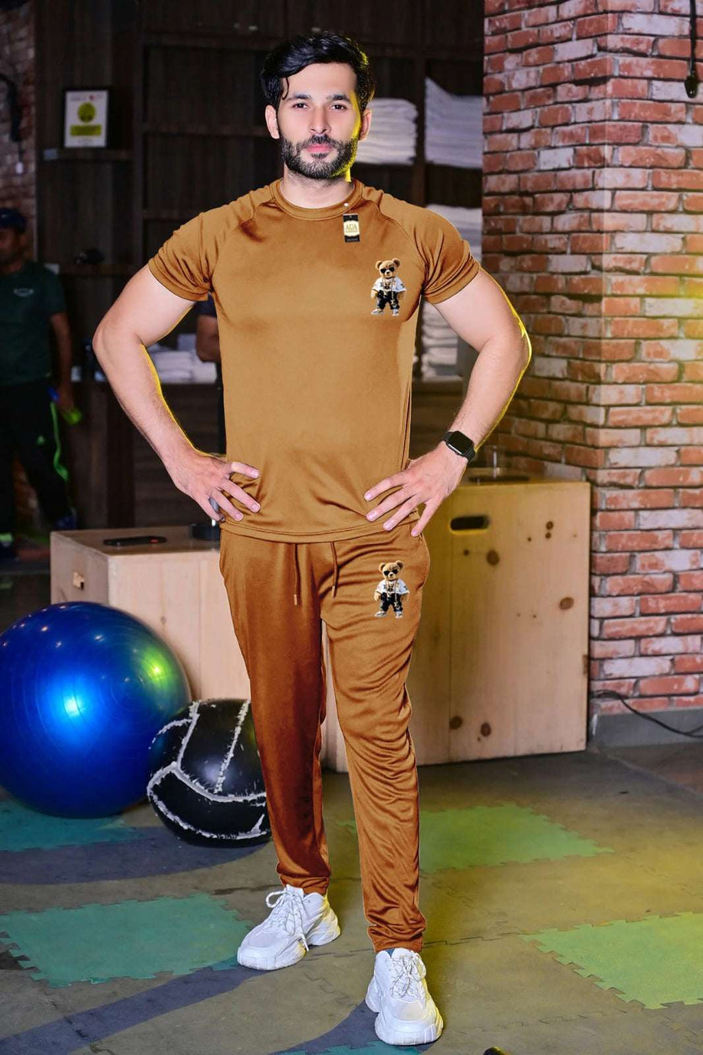 Brown Pack Of 2 Tracksuit For Men's (T-Shirt+Trouser)