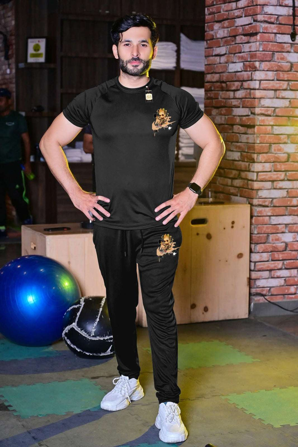 Black Pack Of 2 Tracksuit For Men's (T-Shirt+Trouser)