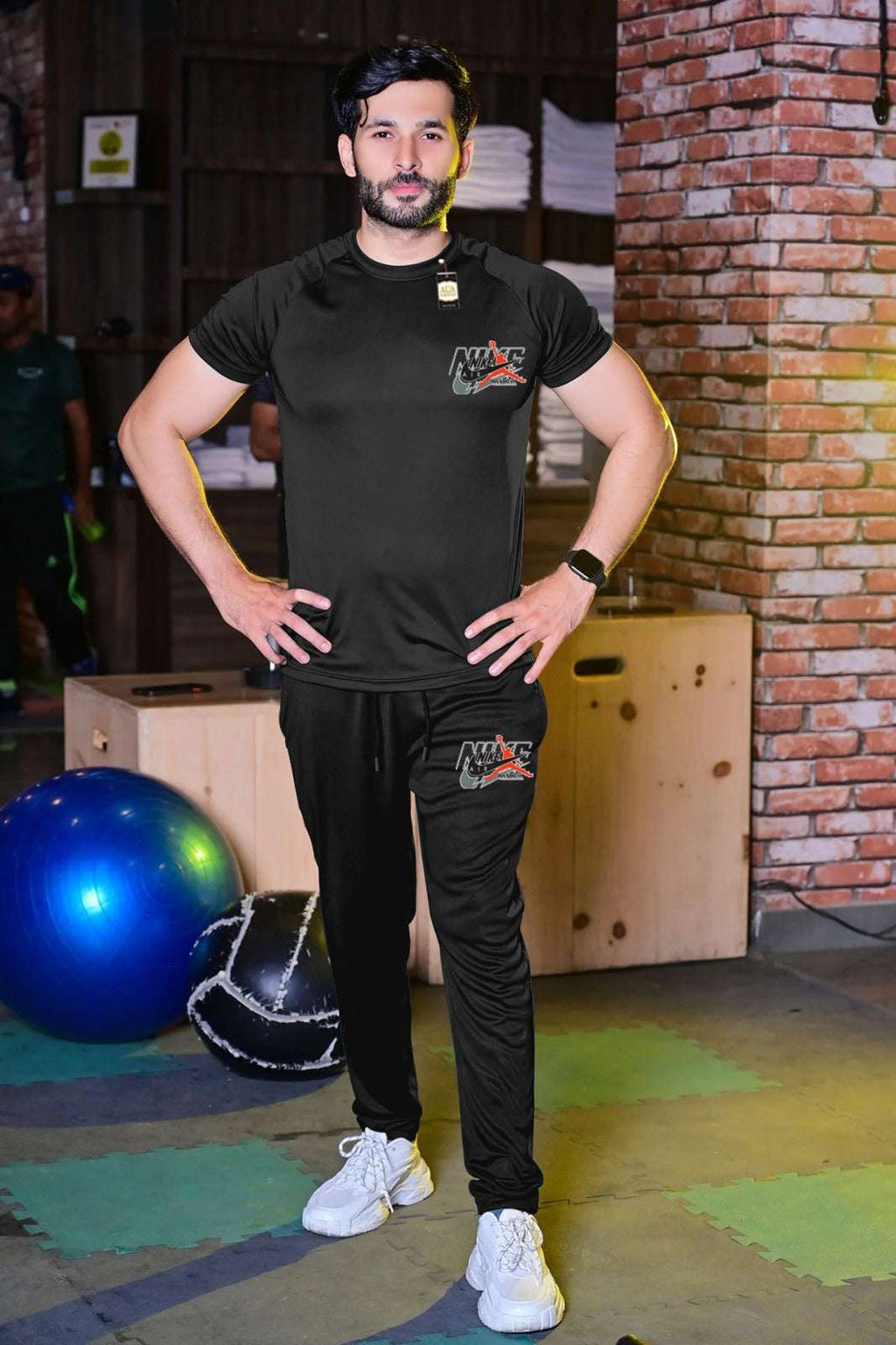 Black Pack Of 2 Tracksuit For Men's (T-Shirt+Trouser)