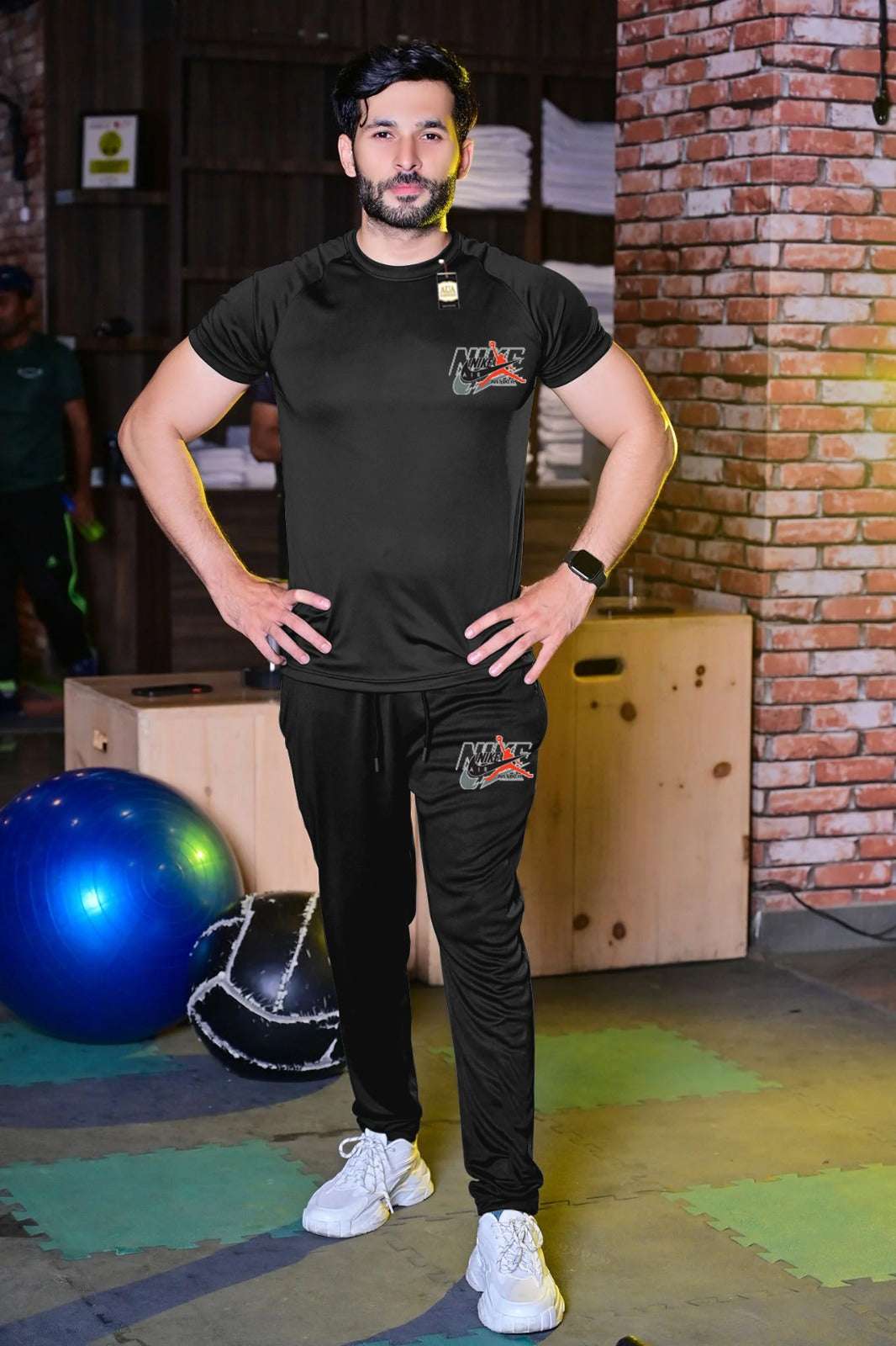 Black Pack Of 2 Tracksuit For Men's (T-Shirt+Trouser)