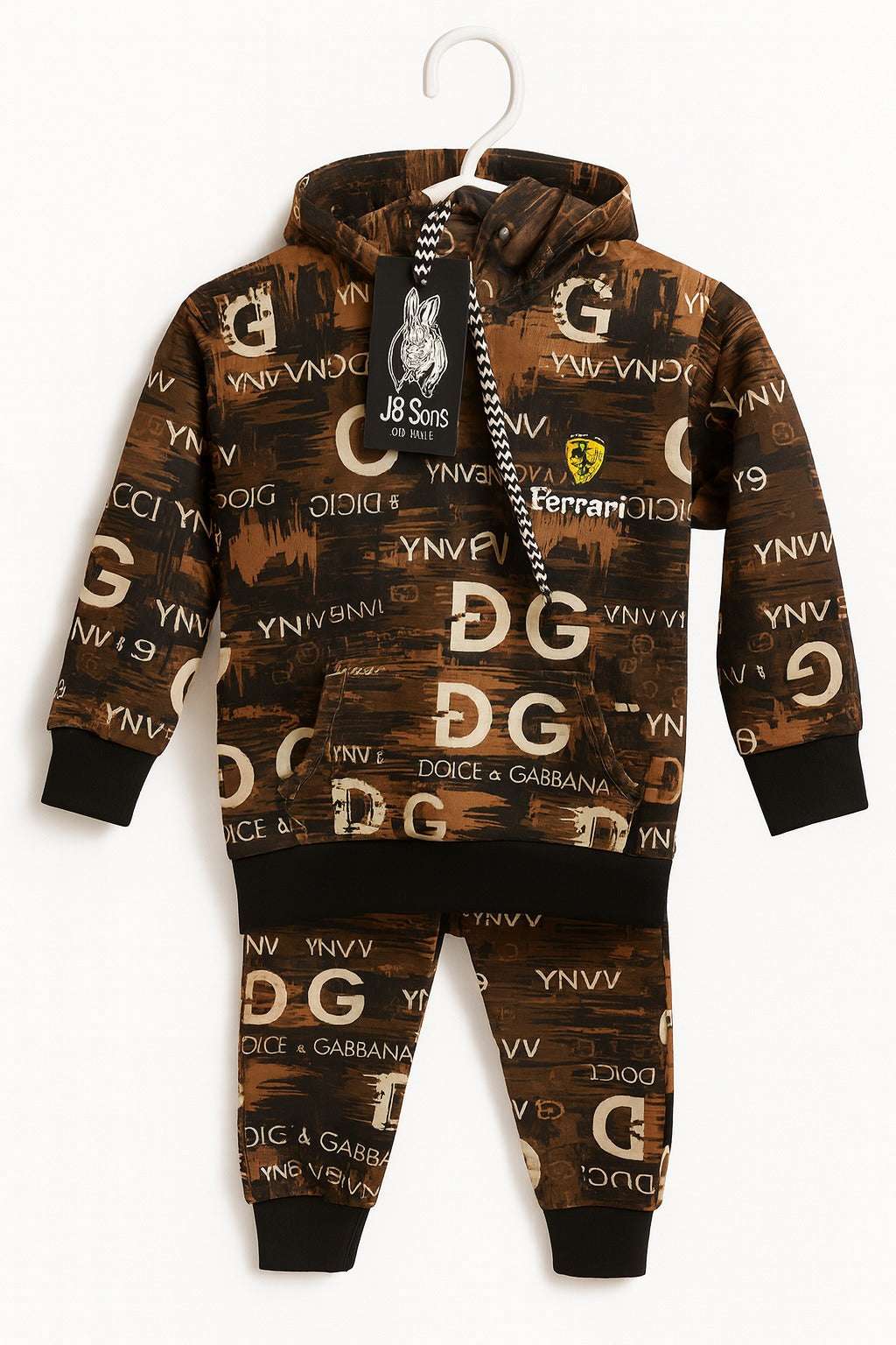 Dark Brown DG Ferrari Print | Hoodie Winter Fleece TrackSuit