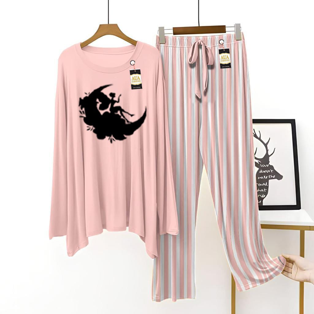 Moon Girl Printed Lining Trouser Lounge wear Nightwear Sleepwear For Women (5 colours)