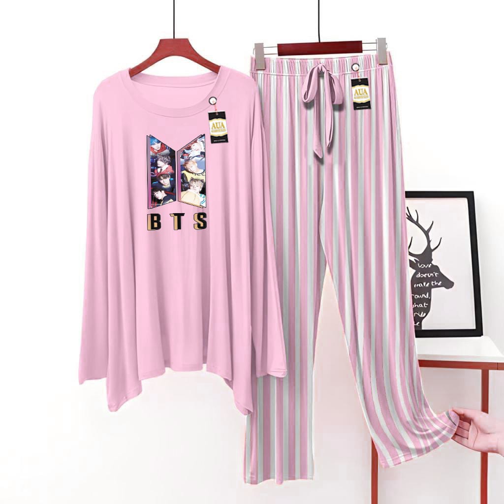 BTS Printed Lining Trouser Lounge wear Nightwear Sleepwear For Women (5 colours)(002)