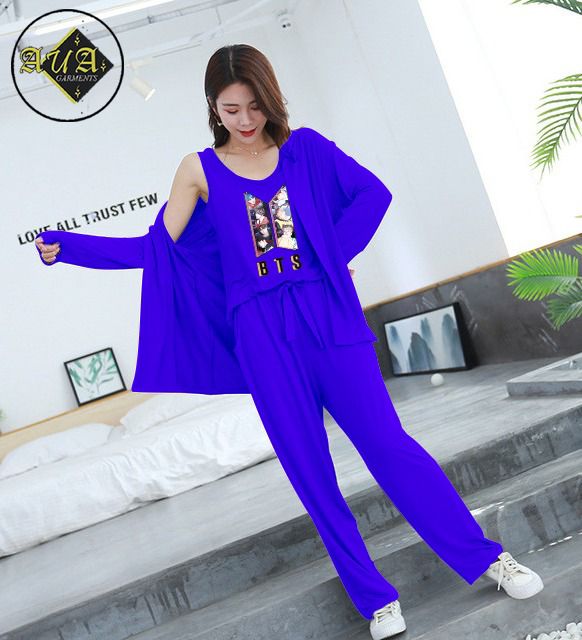 3 Piece Lounge wear Nightwear Sleepwear For Women Bts Print