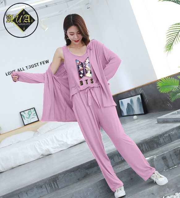 3 Piece Lounge wear Nightwear Sleepwear For Women Bts Print