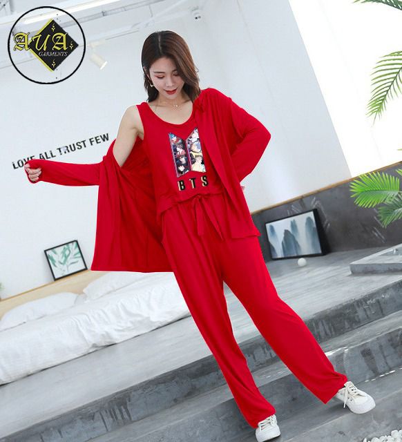 3 Piece Lounge wear Nightwear Sleepwear For Women Bts Print