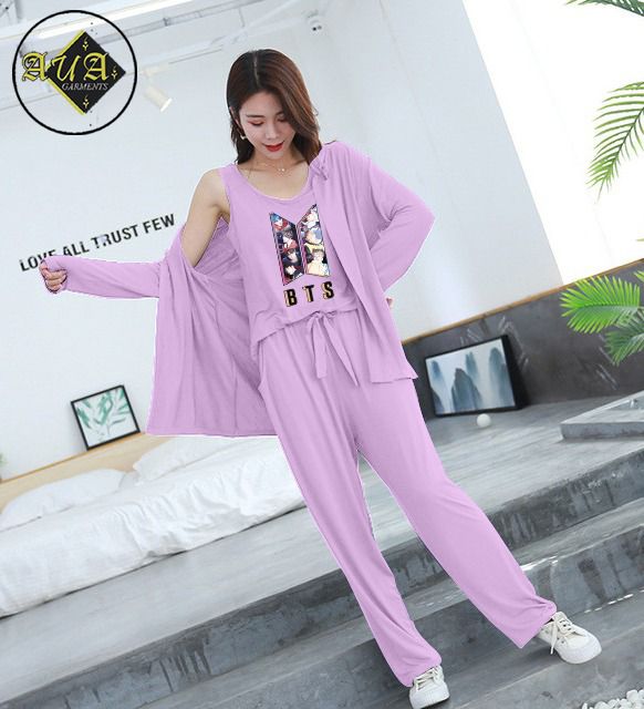 3 Piece Lounge wear Nightwear Sleepwear For Women Bts Print