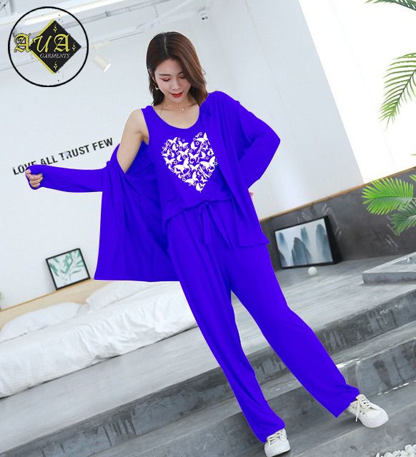 3 Piece Lounge wear Nightwear Sleepwear For Women new Heart Print