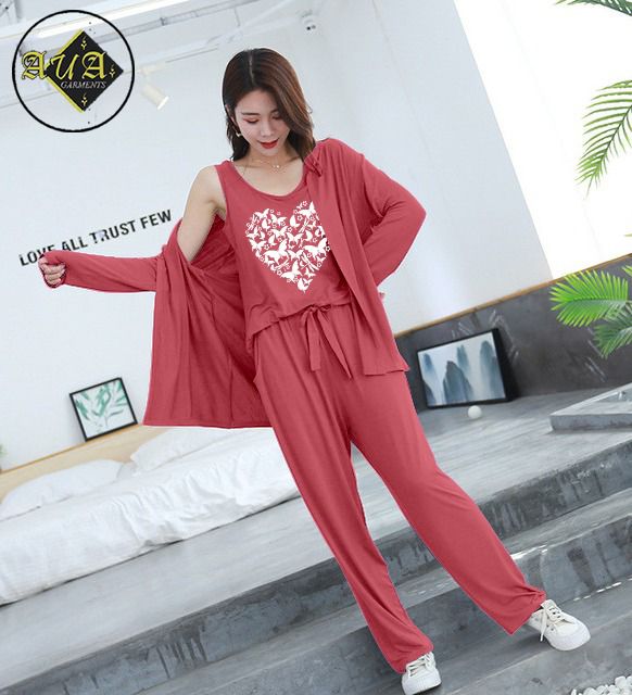 3 Piece Lounge wear Nightwear Sleepwear For Women new Heart Print