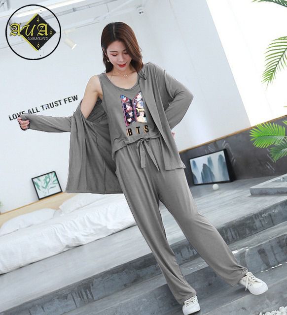 3 Piece Lounge wear Nightwear Sleepwear For Women Bts Print