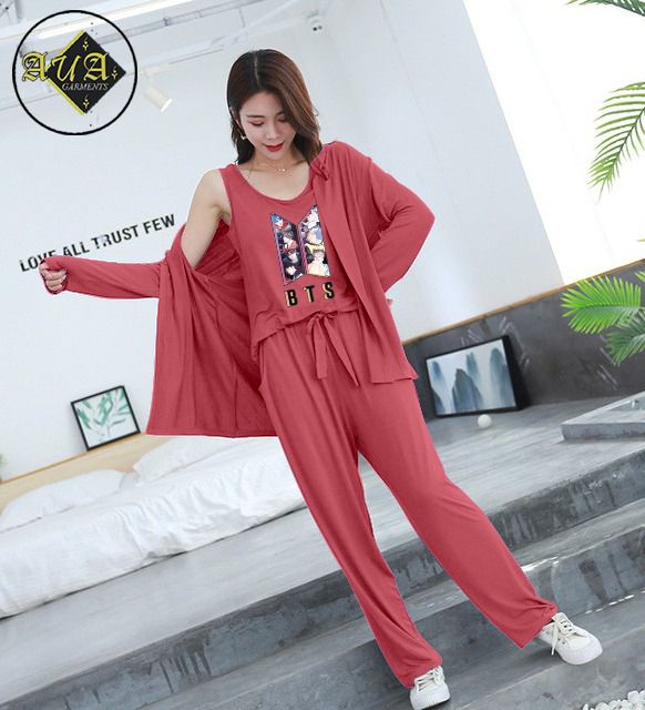 3 Piece Lounge wear Nightwear Sleepwear For Women Bts Print