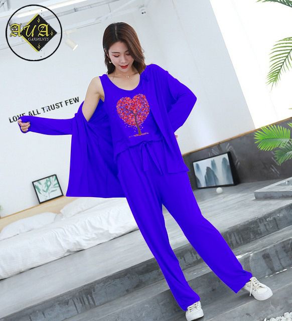 3 Piece Lounge wear Nightwear Sleepwear For Women New Heart Print