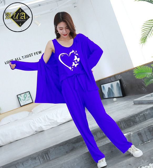 3 Piece Lounge wear Nightwear Sleepwear For Women Women Heart print
