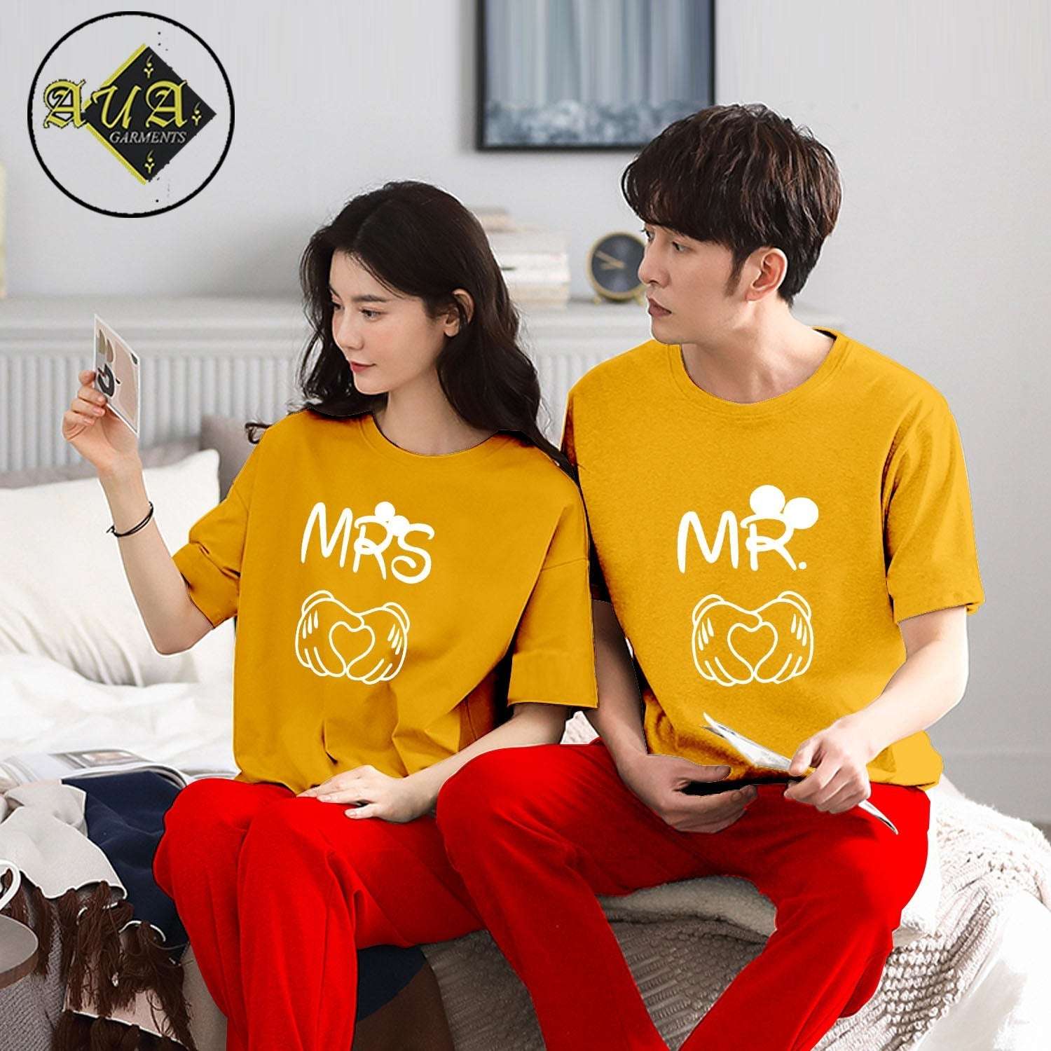 MR & MRS Couple Night Suit for Men and Women Pack of  2