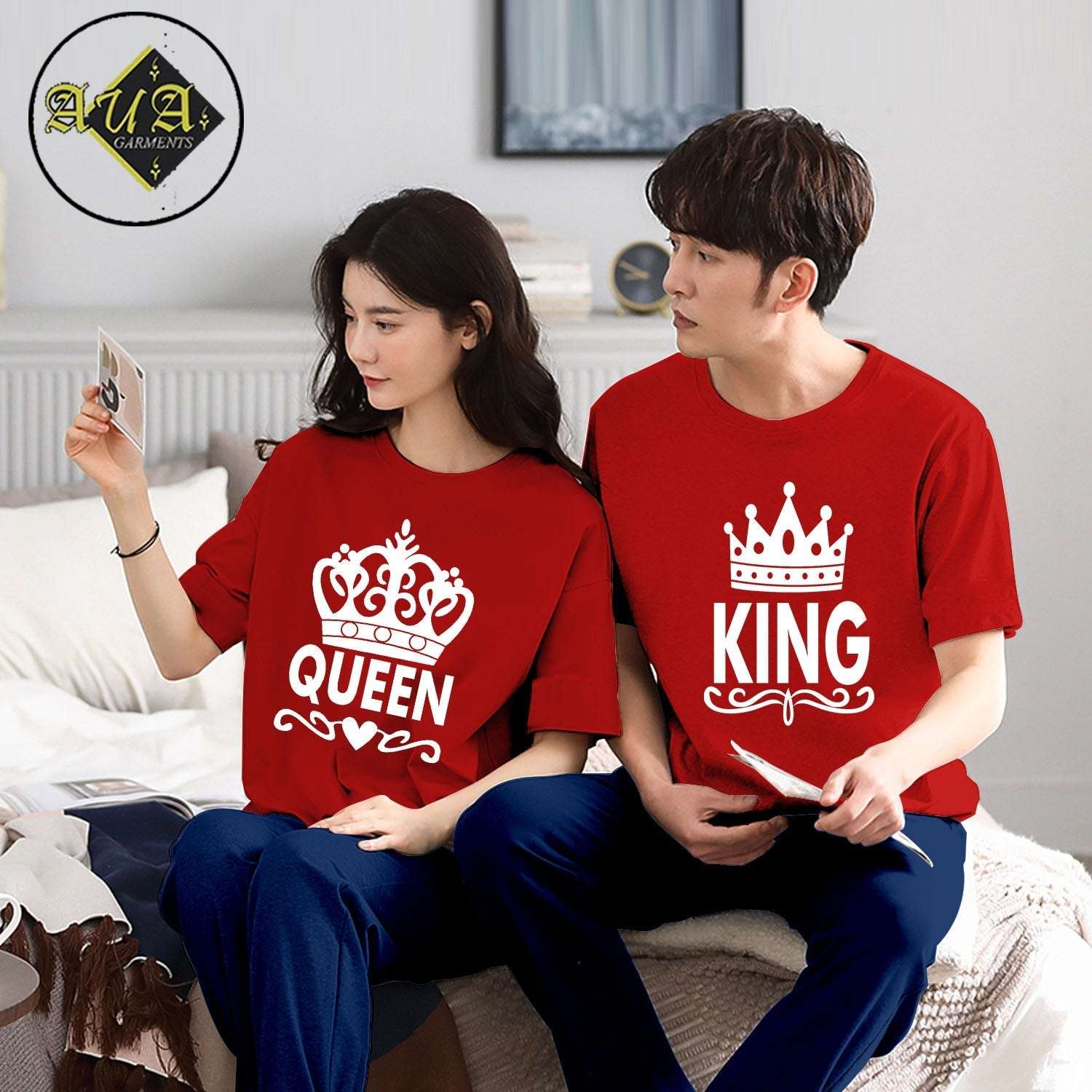 Queen & King Couple Night Suit for Men and Women Pack of 2 (7 colours)