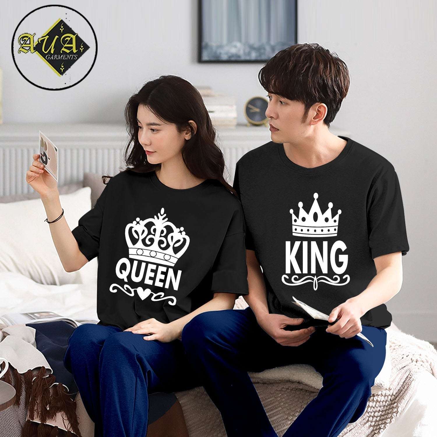 Queen & King Couple Night Suit for Men and Women Pack of 2 (7 colours)