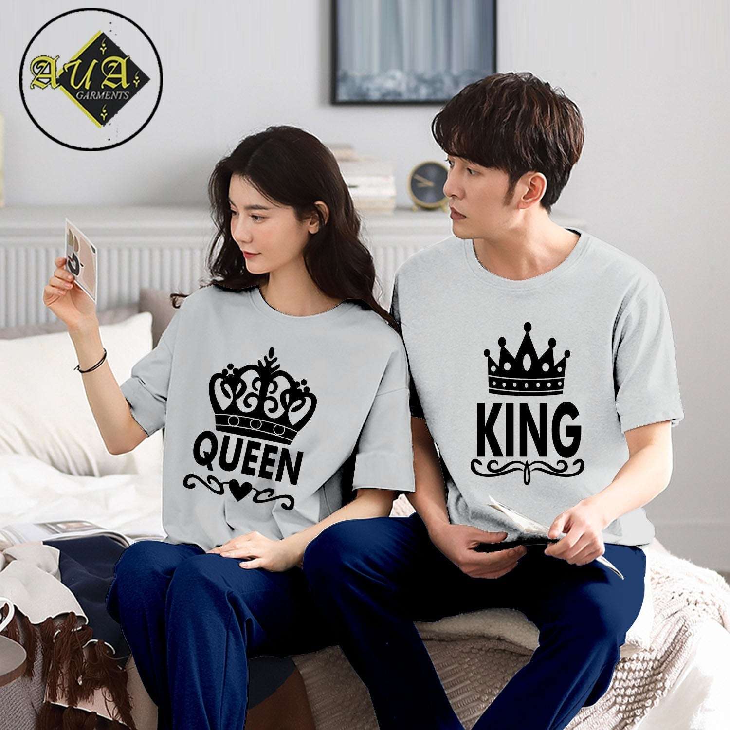 Queen & King Couple Night Suit for Men and Women Pack of 2 (7 colours)