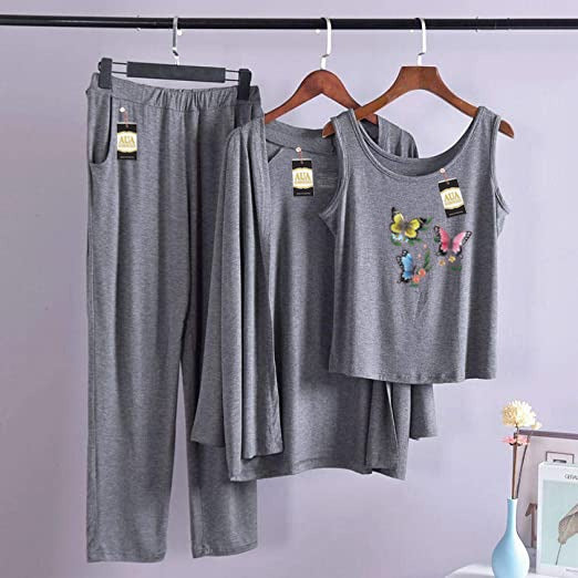 3 Piece Lounge wear Nightwear Sleepwear For Women Mini Butterflies Print