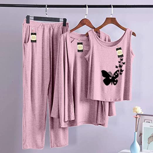 Trendy Butterfly 3 Piece Lounge wear Nightwear Sleepwear For Women (7 colours)