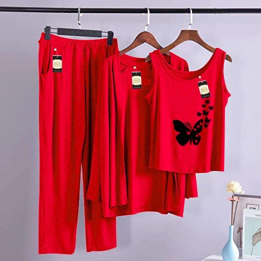 Trendy Butterfly 3 Piece Lounge wear Nightwear Sleepwear For Women (7 colours)