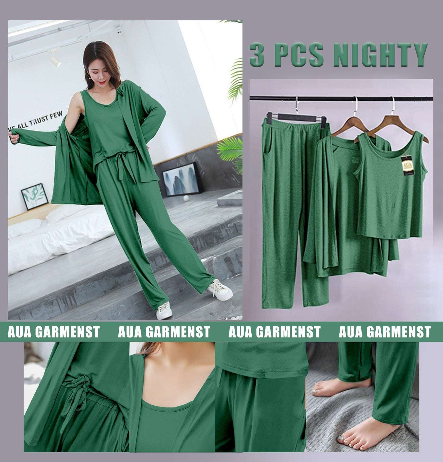 3 Piece Lounge wear Nightwear Sleepwear For Women (19 colours)