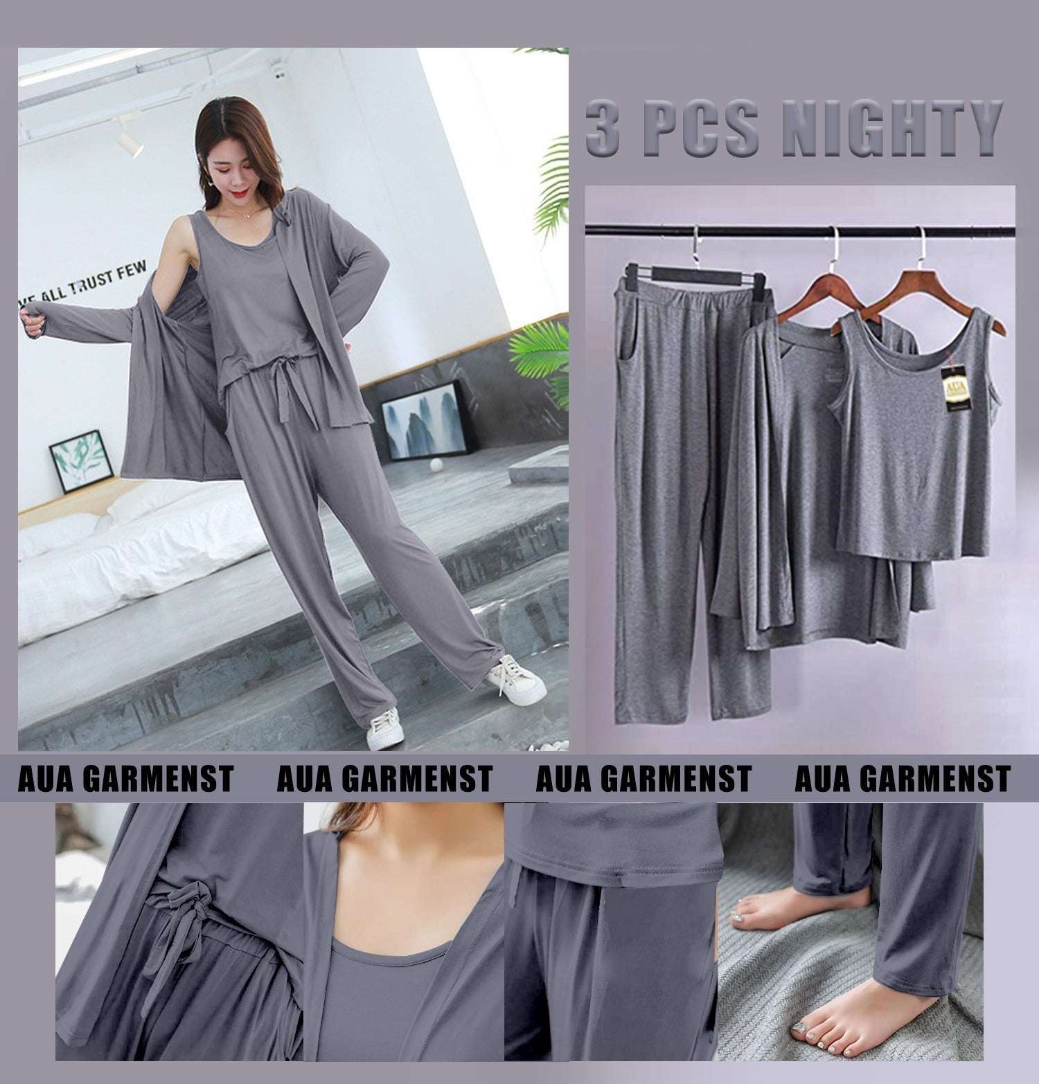 3 Piece Lounge wear Nightwear Sleepwear For Women