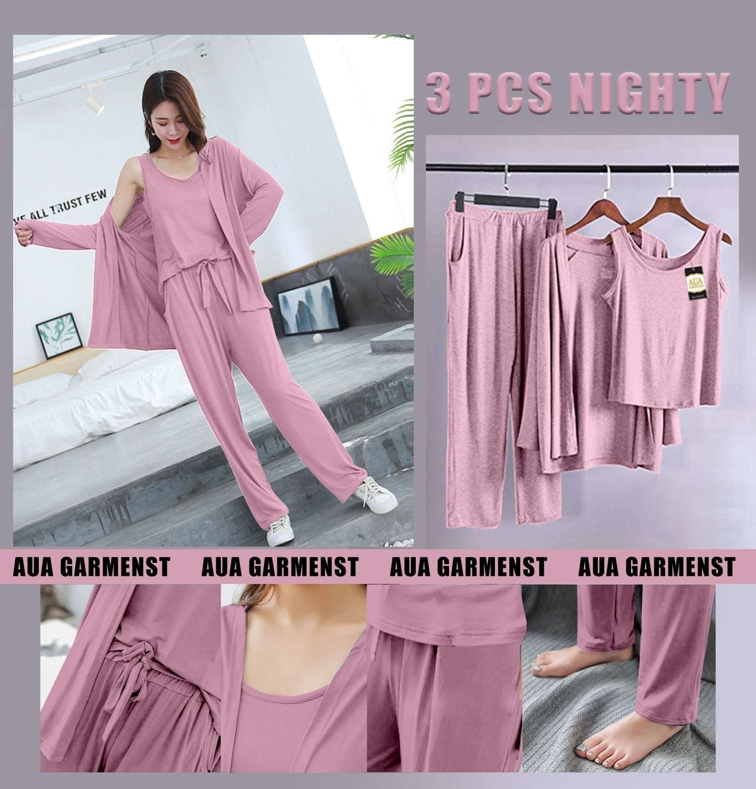 3 Piece Lounge wear Nightwear Sleepwear For Women
