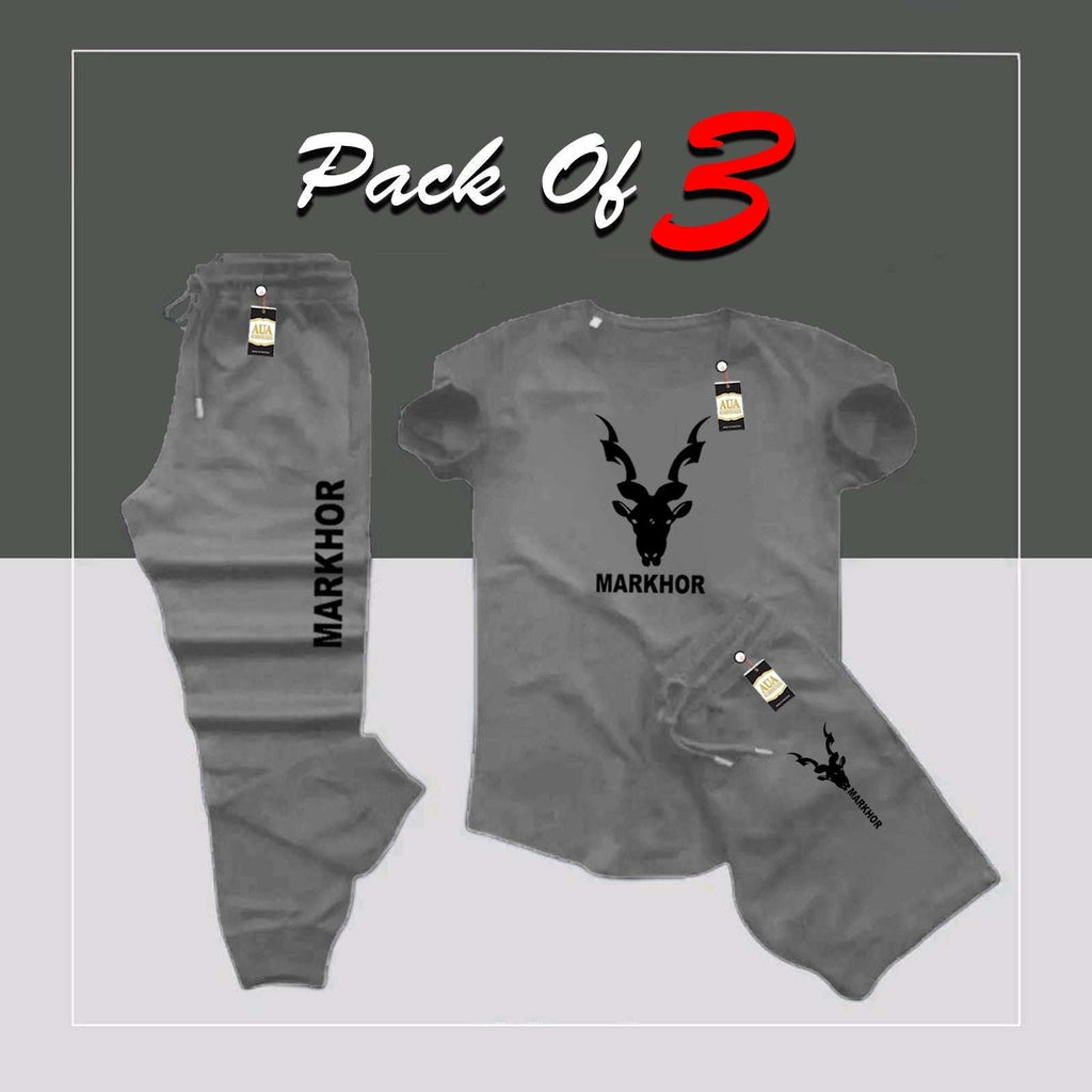 MARKHOR Printed 3 in 1 Tracksuit For Men & Boys - Soft & Comfortable Fabric (T Shirt+Trouser+short) Tracksuit