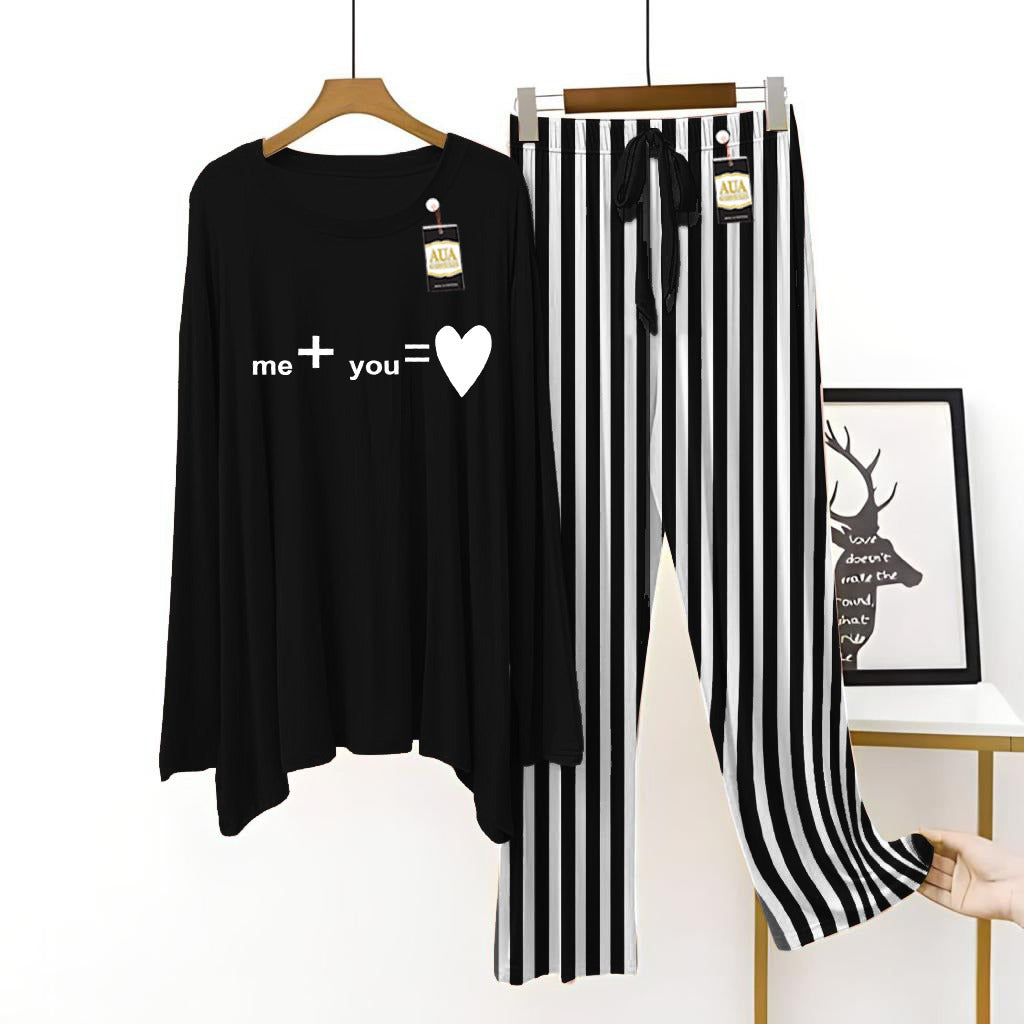 Black Women's Printed Night Suit with Luxurious Lining Pajamas - Stylish Sleepwear Set for a Cozy Night's Rest ( 10 Articles )(002)