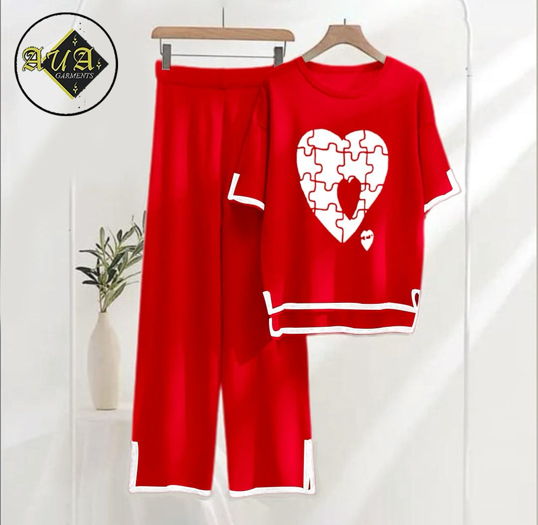 Puzzle Heart Printed Summer Collection Turkish summer co-ord set
