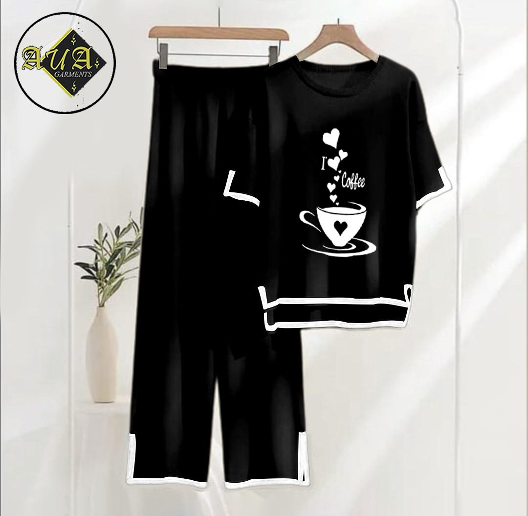 I Love Coffee Printed Summer Collection Turkish summer co-ord set