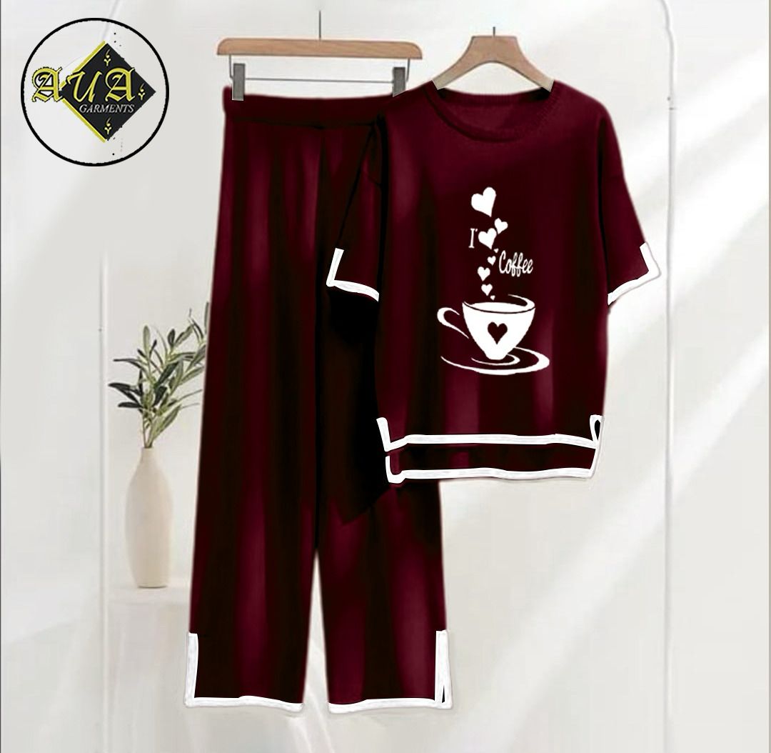 I Love Coffee Printed Summer Collection Turkish summer co-ord set