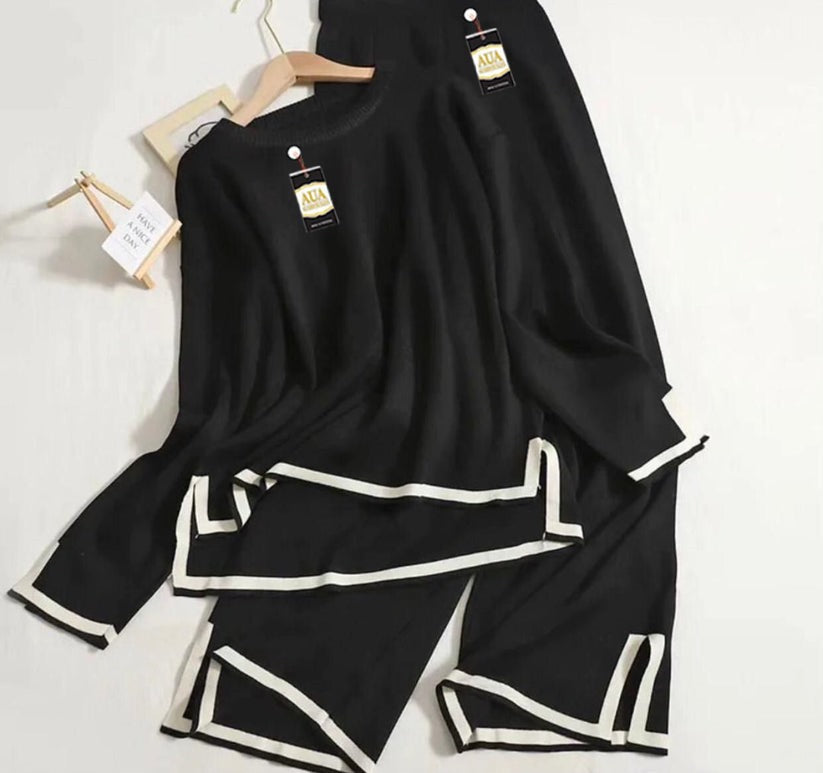 Turkish Winter Co-Ord Set for Women - Warm & Stylish Loungewear  Black