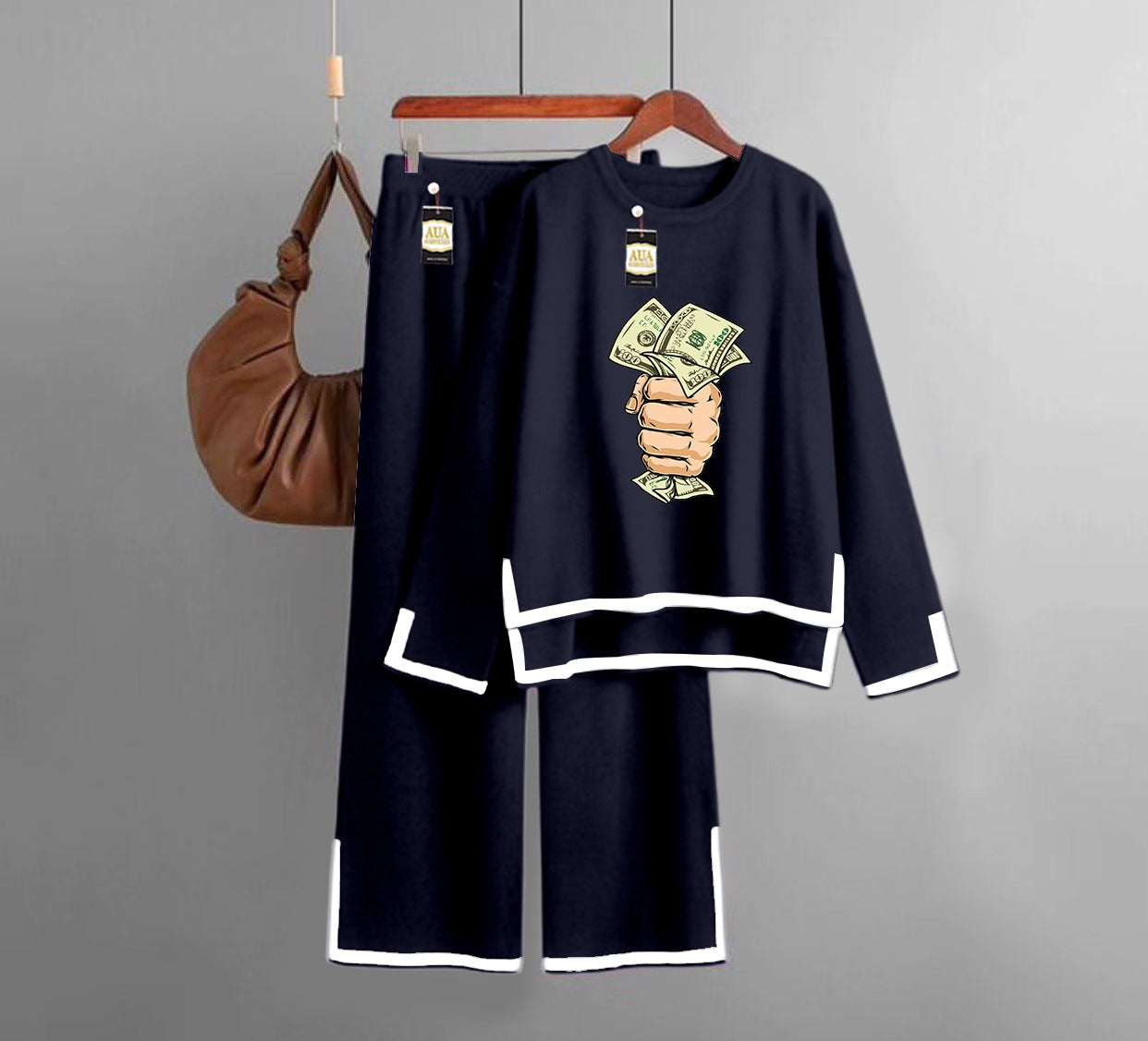 Dollar Hand Printed Turkish Winter Co-Ord Set for Women - Warm & Stylish Loungewear Navy