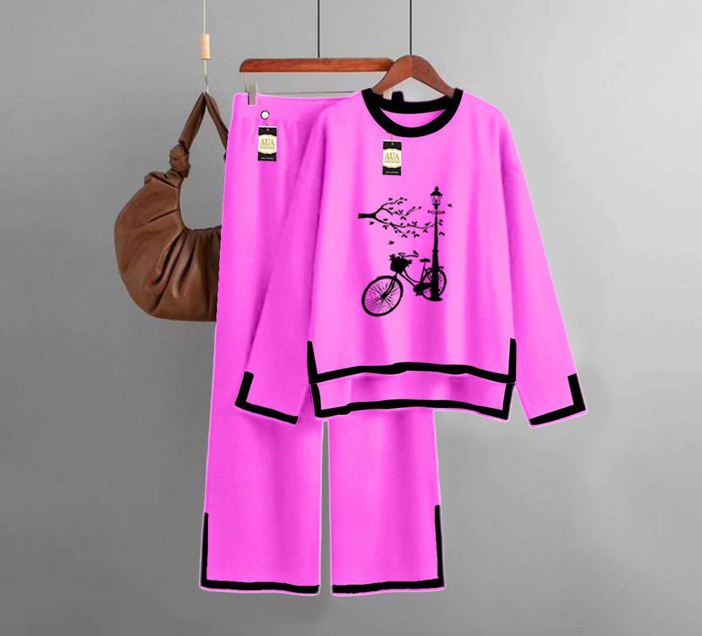 Cycle Turkish Winter Co-Ord Set for Women - Warm & Stylish Loungewear Hot Pink
