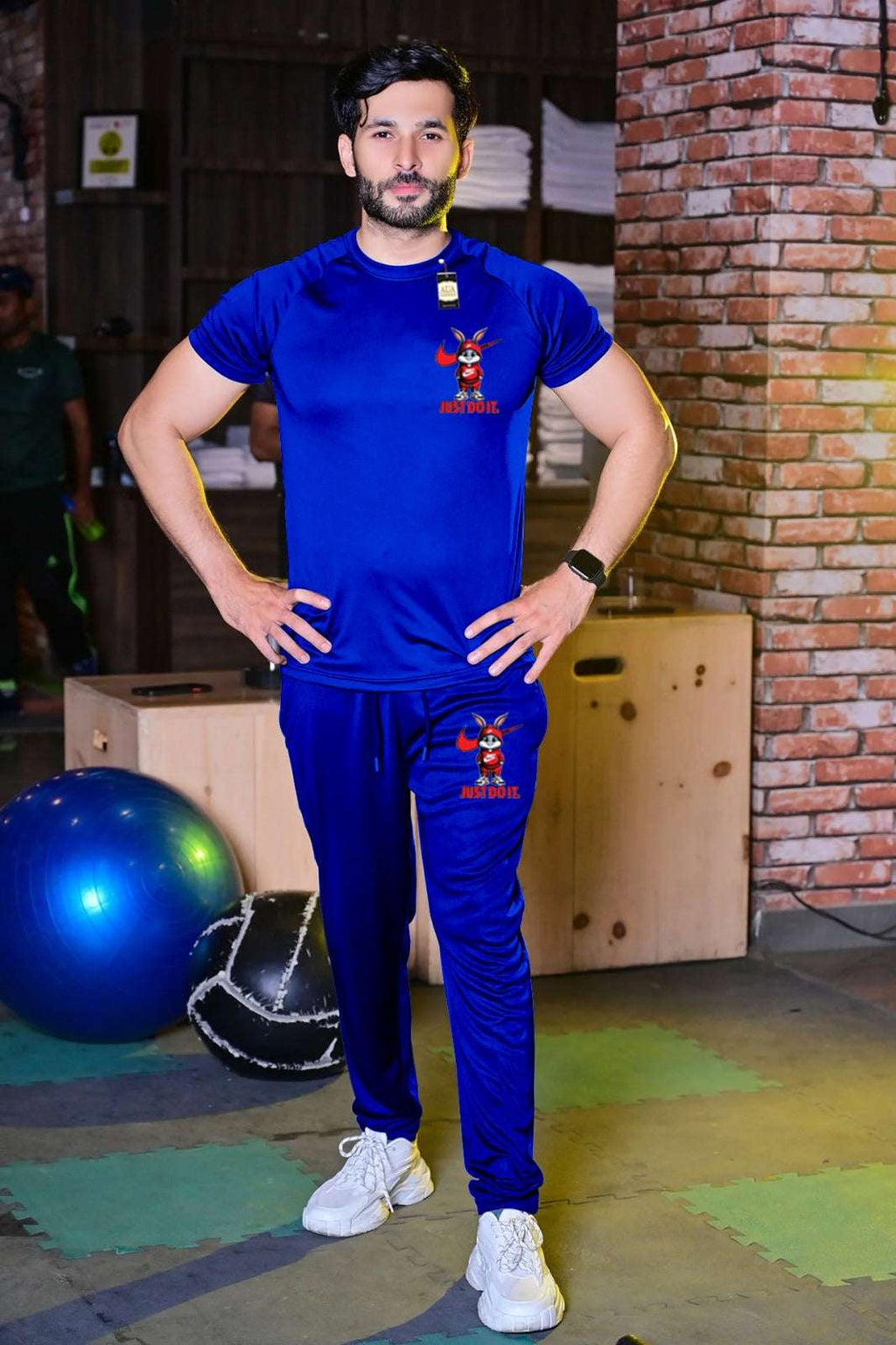 Blue Pack Of 3 Tracksuit For Men's (T-Shirt+Trouser+Cap)