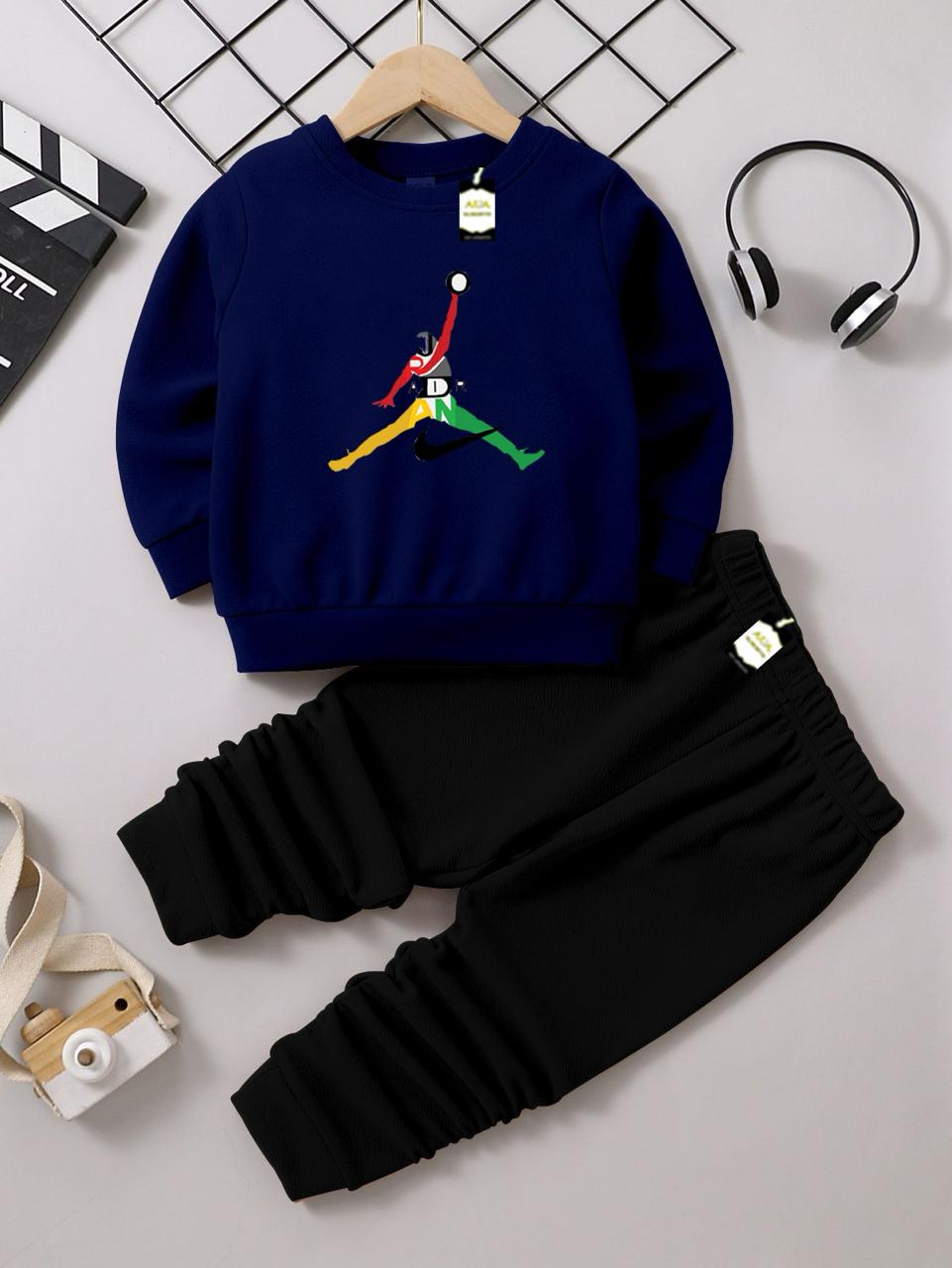 Boys Sweatshirt & Trouser Set | Kids Fleece Winter Outfit (1-10 Years) (Michael Jor-dan Print)