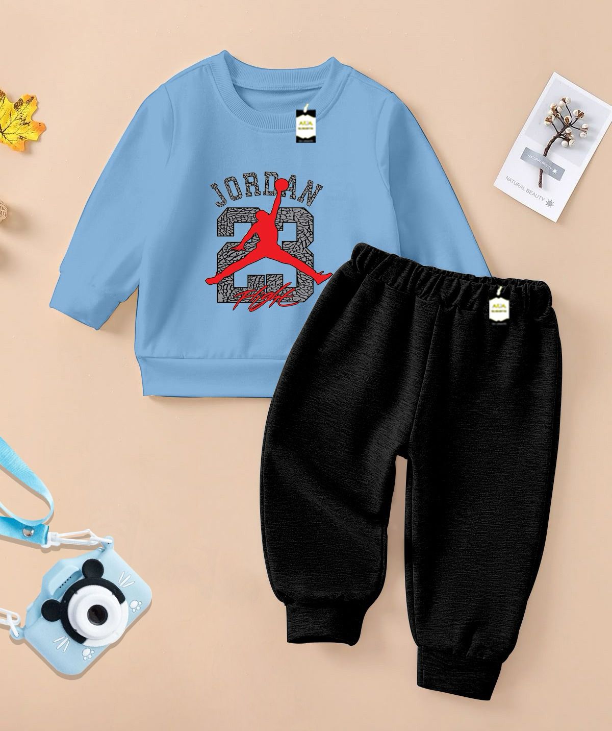 Boys Sweatshirt & Trouser Set | Kids Fleece Winter Outfit (1-10 Years) (Jordan 23 Print)