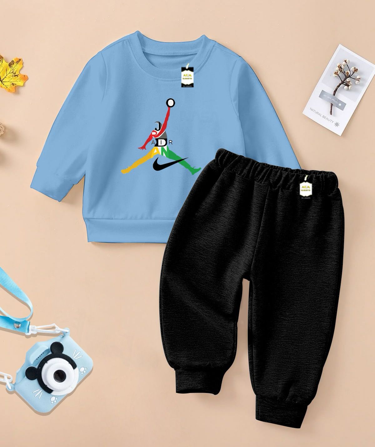 Boys Sweatshirt & Trouser Set | Kids Fleece Winter Outfit (1-10 Years) (Michael Jor-dan Print)
