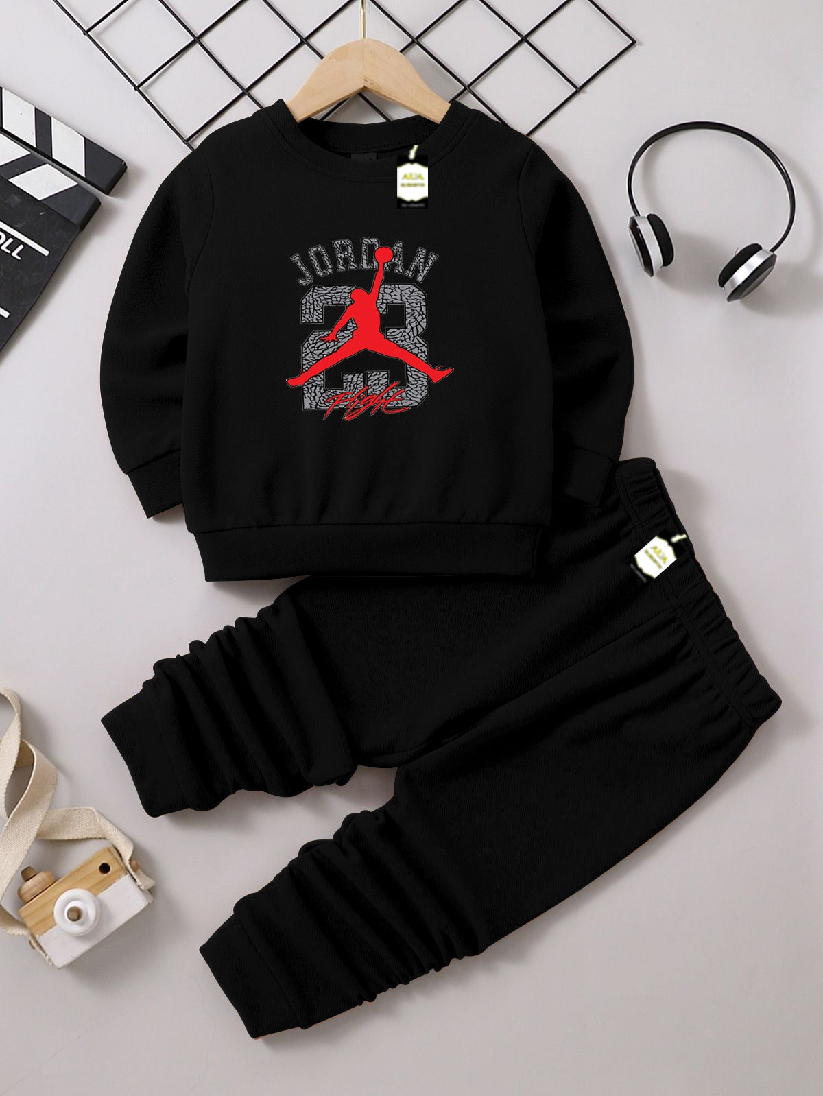 Boys Sweatshirt & Trouser Set | Kids Fleece Winter Outfit (1-10 Years) (Jordan 23 Print)