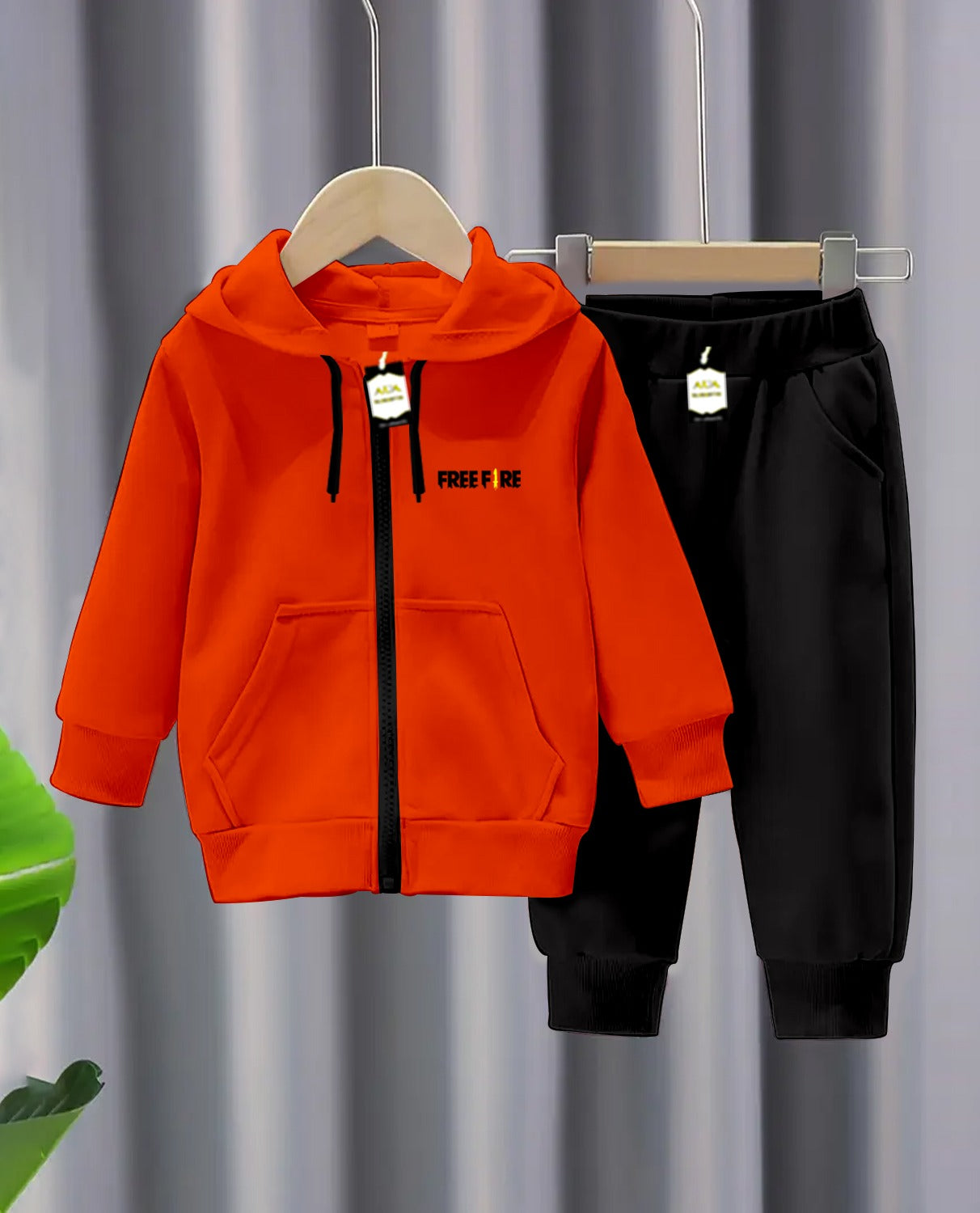 Kids Fleece Free-Fire Zipper Hoodie & Trouser Set (1–10 Years)
