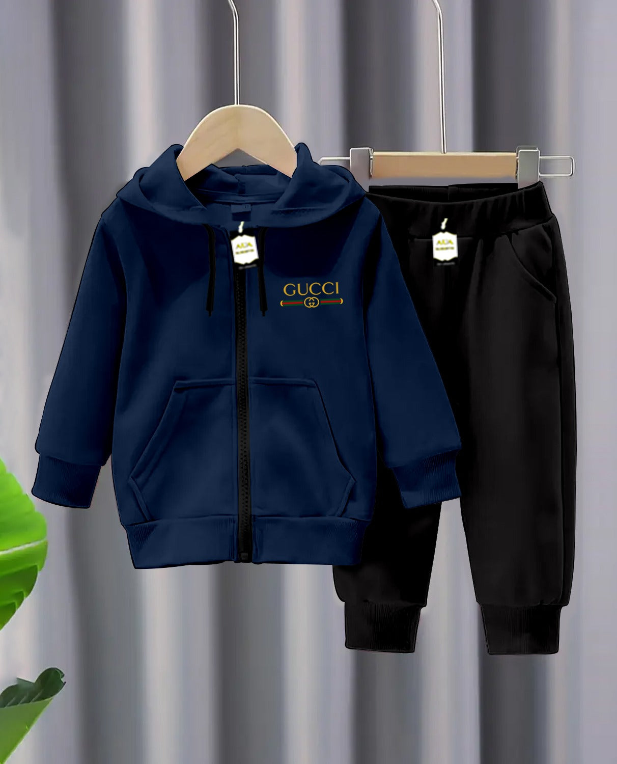 Kids Fleece Guc-ci Zipper Hoodie & Trouser Set (1–10 Years)Kids Fleece Guc-ci Zipper Hoodie & Trouser Set (1–10 Years)