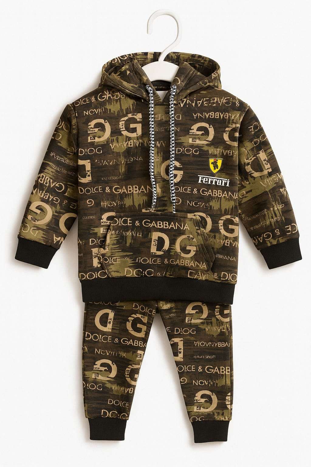 Olive Green DG Ferrari Print | Hoodie Winter Fleece TrackSuit