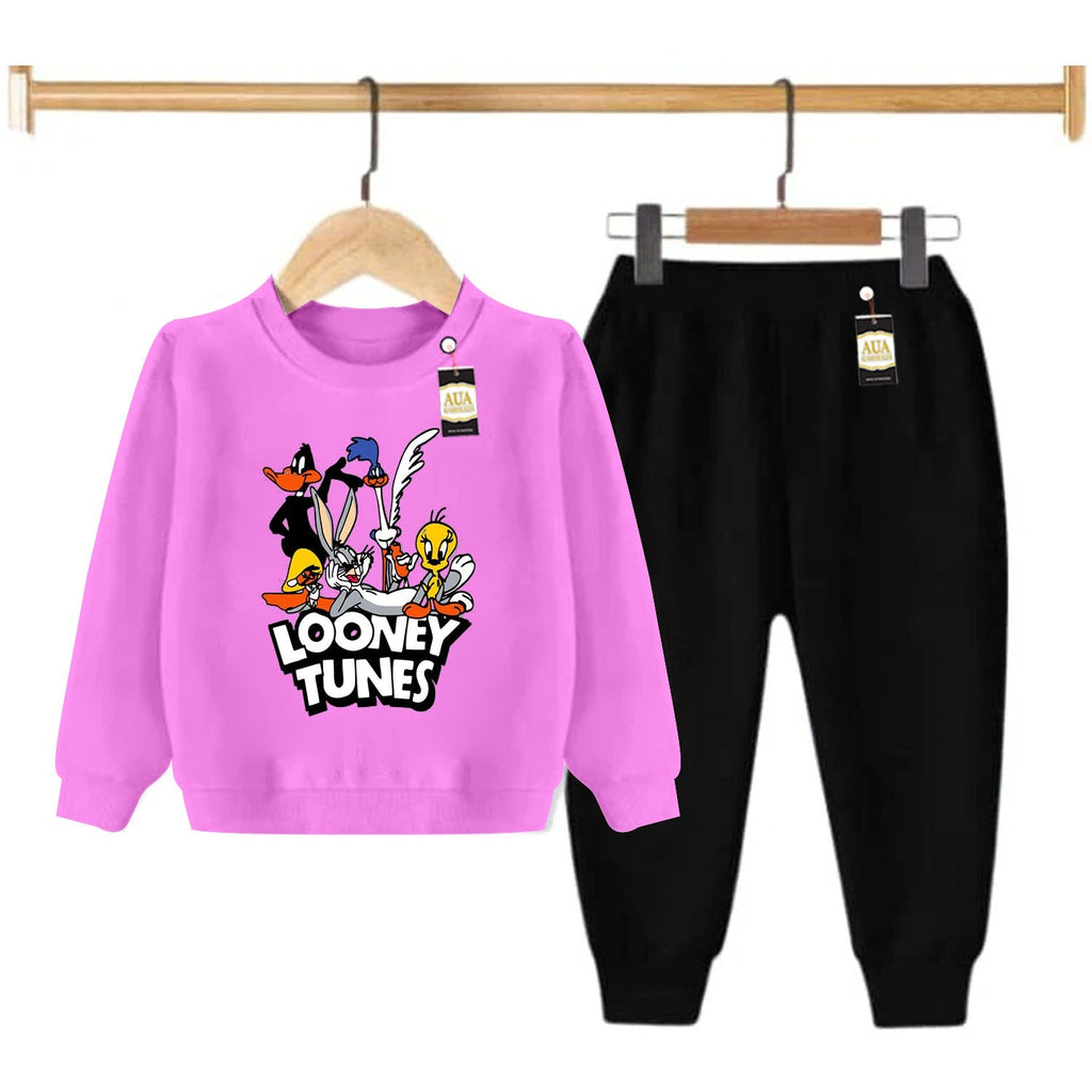 Pink and Black (Looney Tunes ) Printed Kids Tracksuit for Winter By Aua Garments