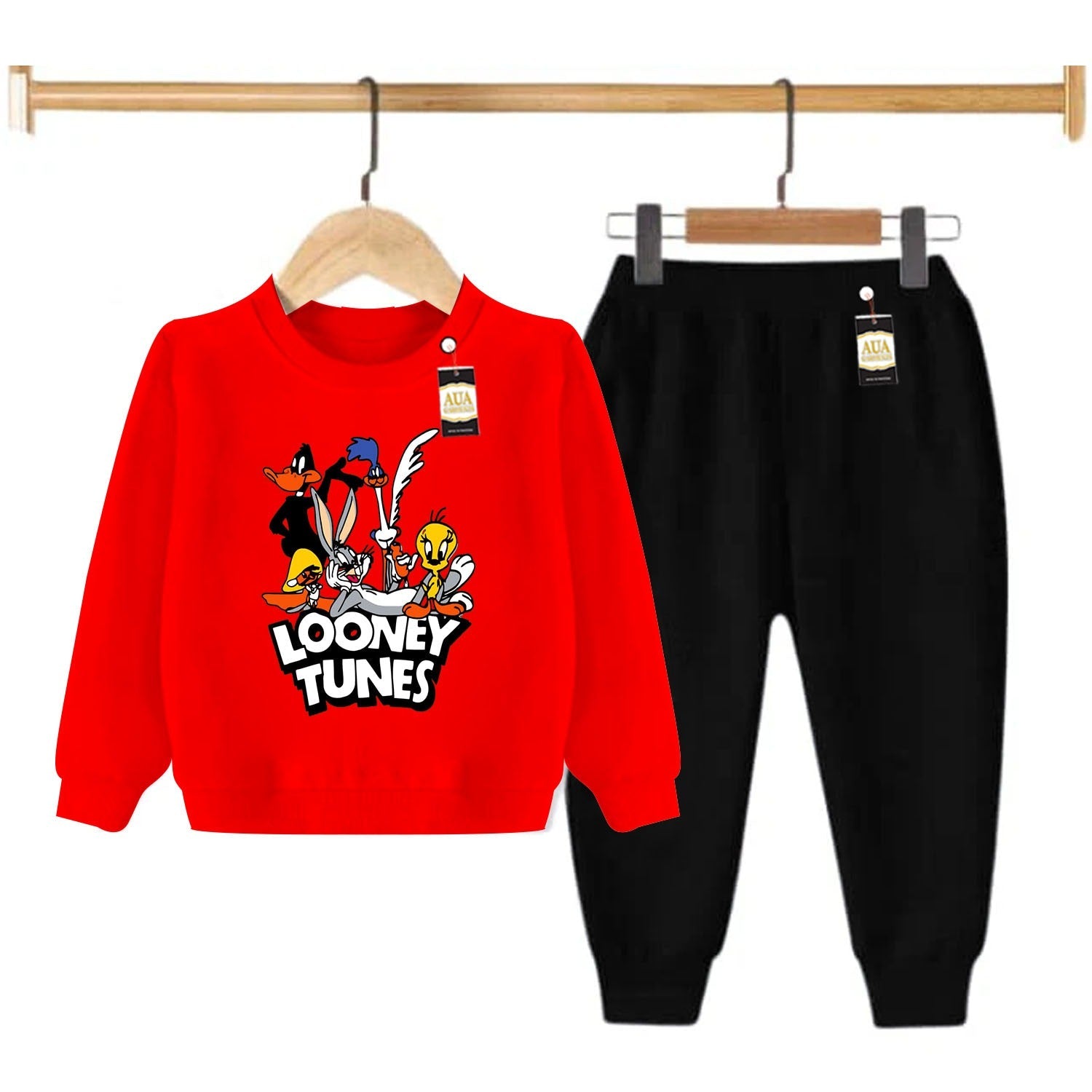 Red and Black (Looney tunes ) Printed Kids Tracksuit for Winter By Aua Garments